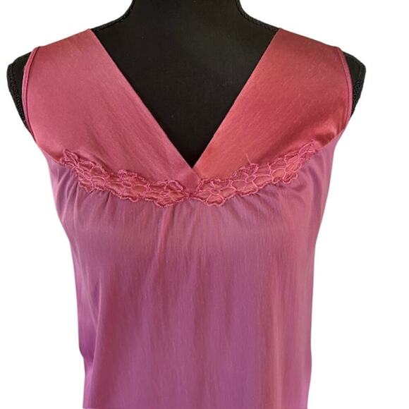 Vintage Vanity Fair Pink Satin Slip Dress - Size Large - Made in USA - Picture 2 of 7
